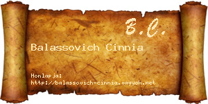 Balassovich Cinnia névjegykártya